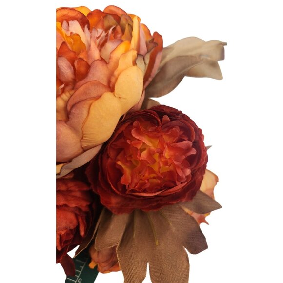 Artificial Peony Flower Bouquet Fall Colors 7 Stems Hand Tied 10" Floral Bundle - Picture 12 of 12